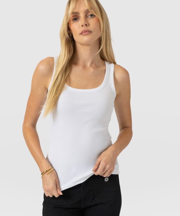 Asher Scoop Neck Vest - White