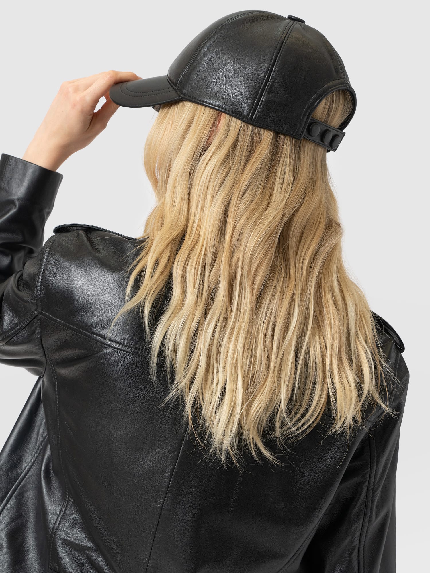 Avalon Leather Baseball Cap - Black - Image 5
