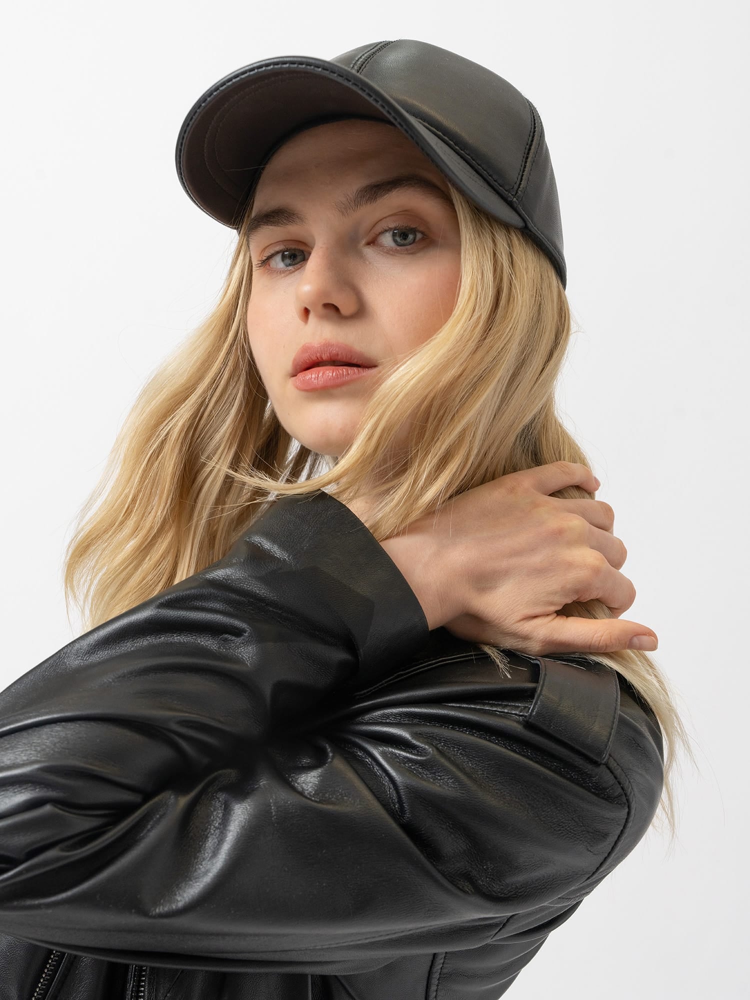 Avalon Leather Baseball Cap - Black - Image 2