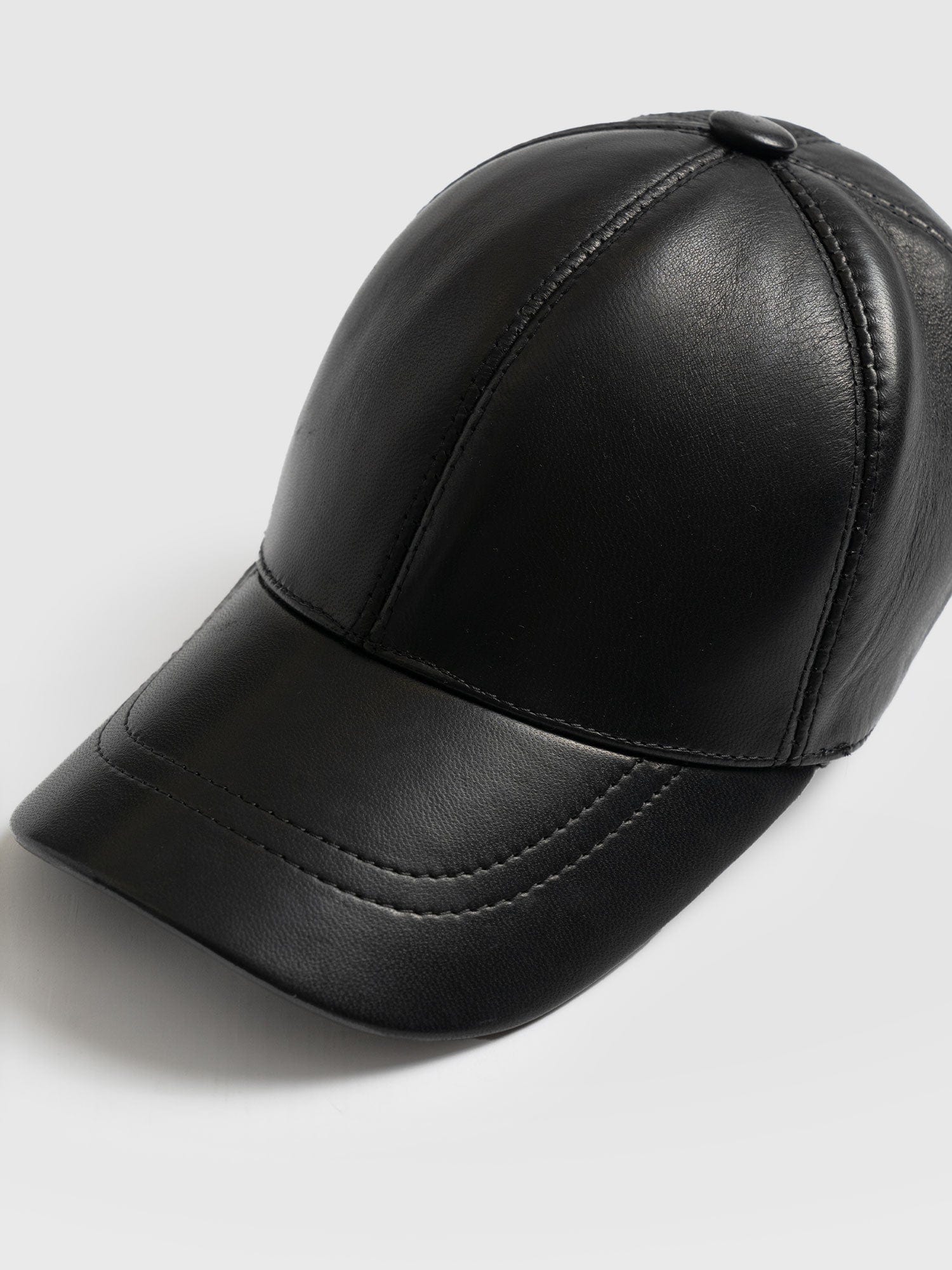 Avalon Leather Baseball Cap - Black - Image 3