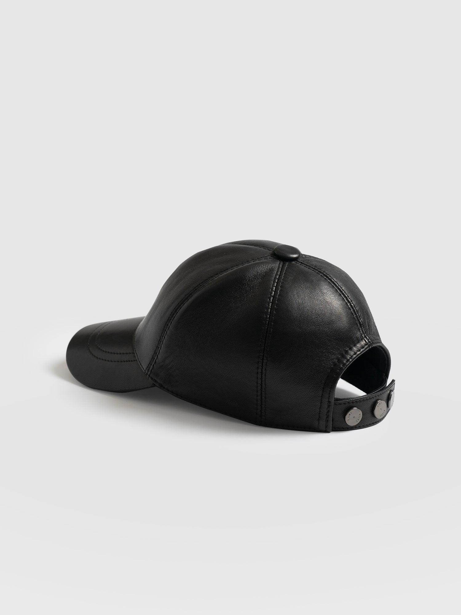 Avalon Leather Baseball Cap - Black - Image 4