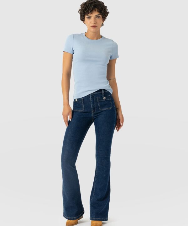 Bowie Stretch Flare Jeans - Mid Blue