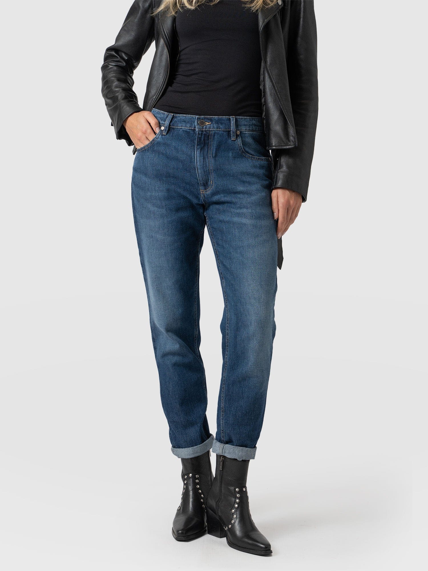Boyfriend Jeans - Mid Blue - Image 2