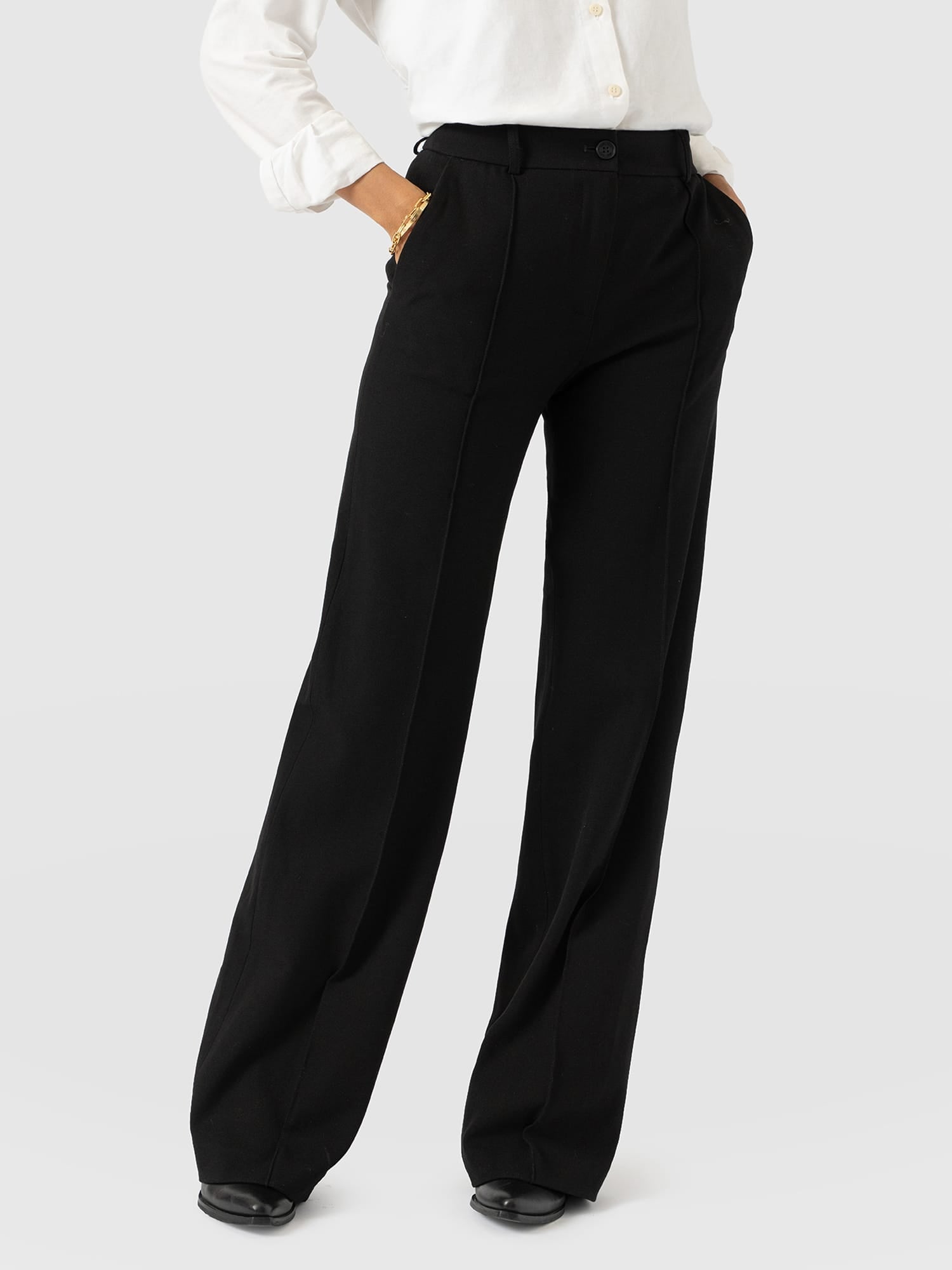 Cambridge Tailored Wide Leg Pant - Black - Image 4