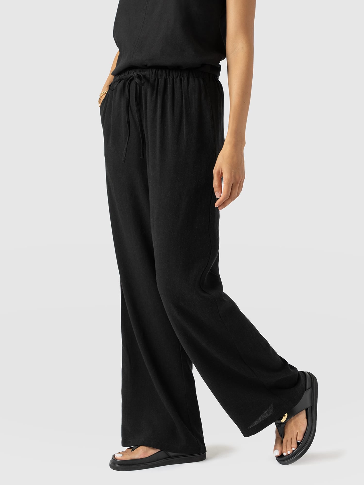 Corinne Linen Pant - Black - Image 4