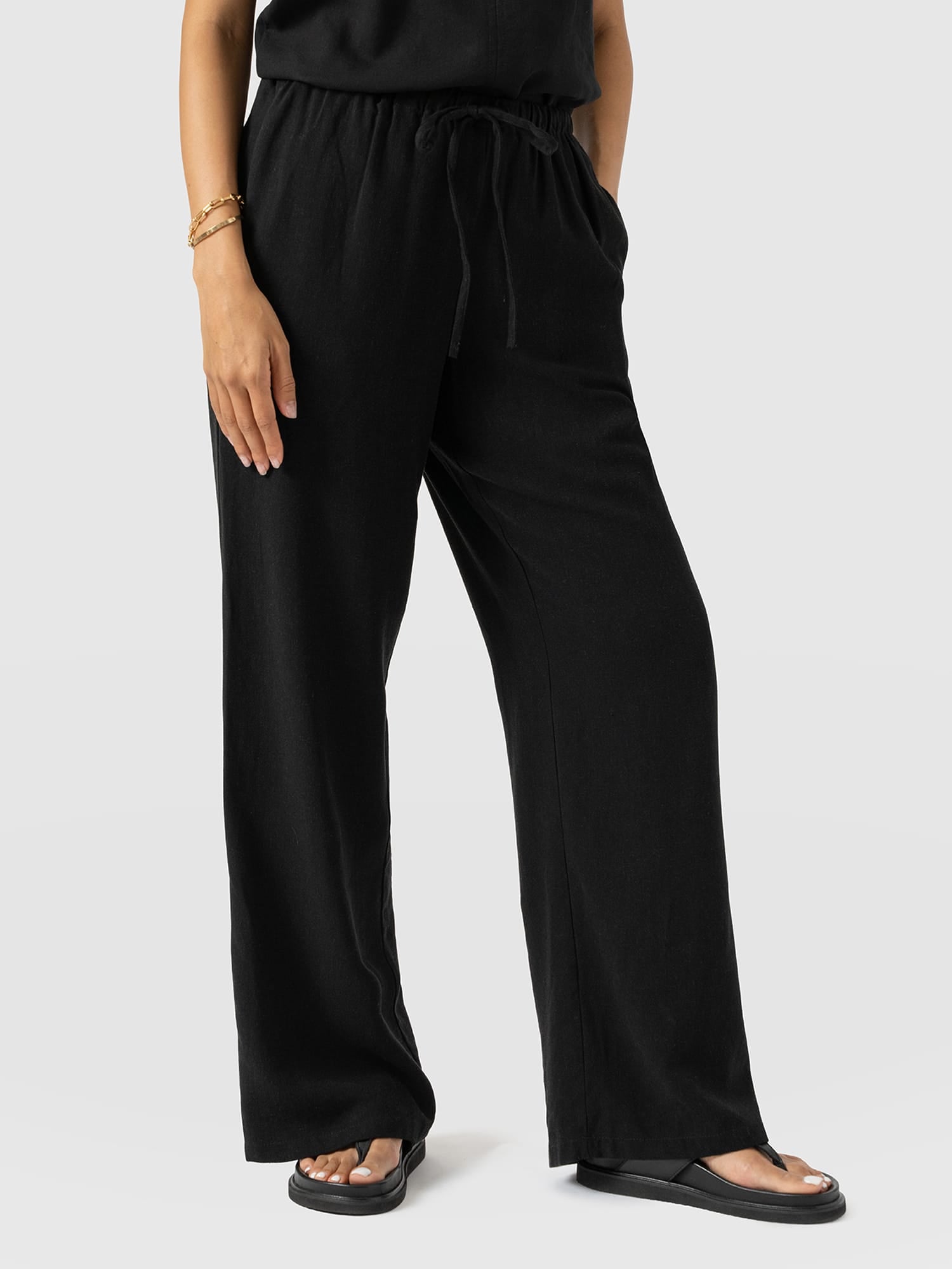 Corinne Linen Pant - Black - Image 2