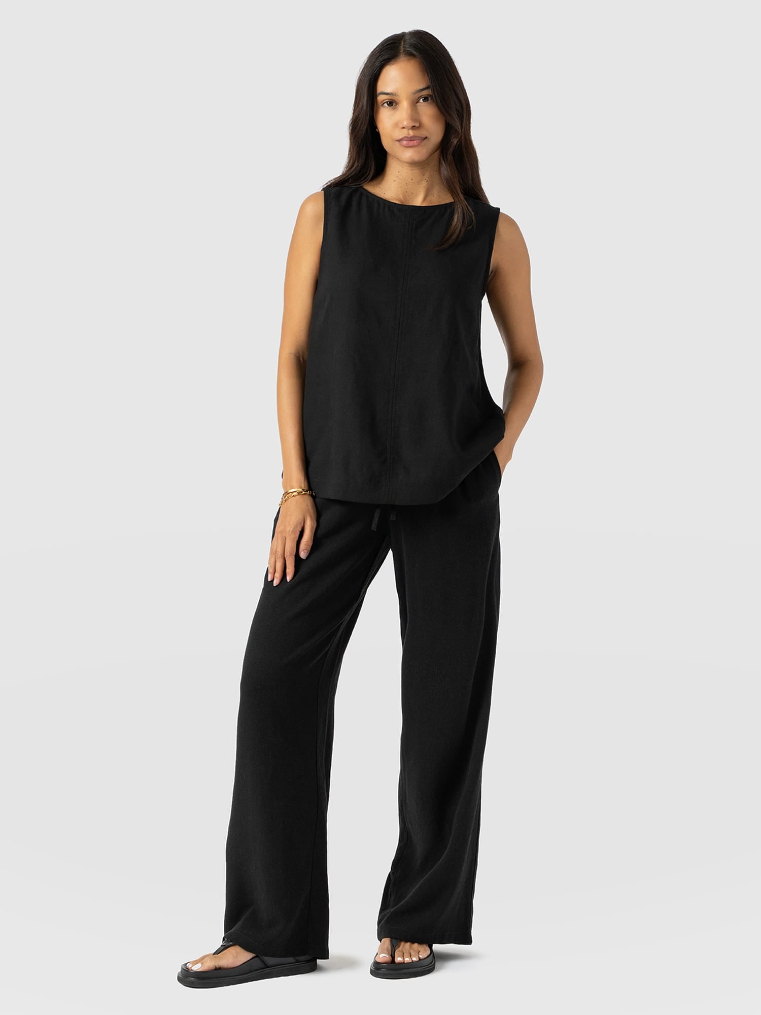 Corinne Linen Pant - Black - Image 3