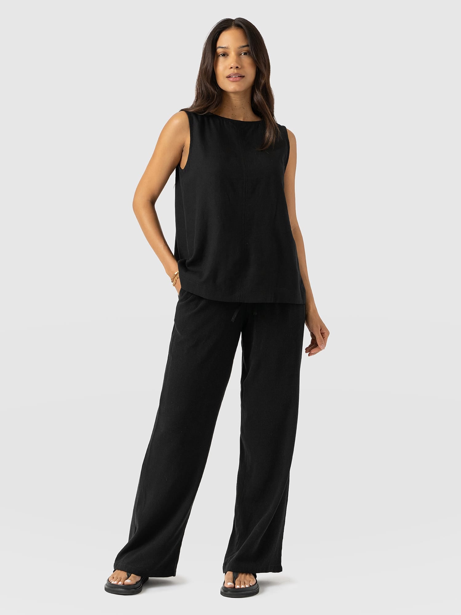 Corinne Linen Pant - Black