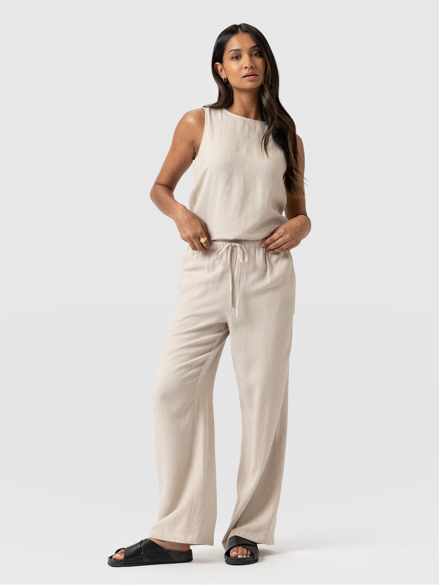 Corinne Linen Pant - Oatmeal - Image 5