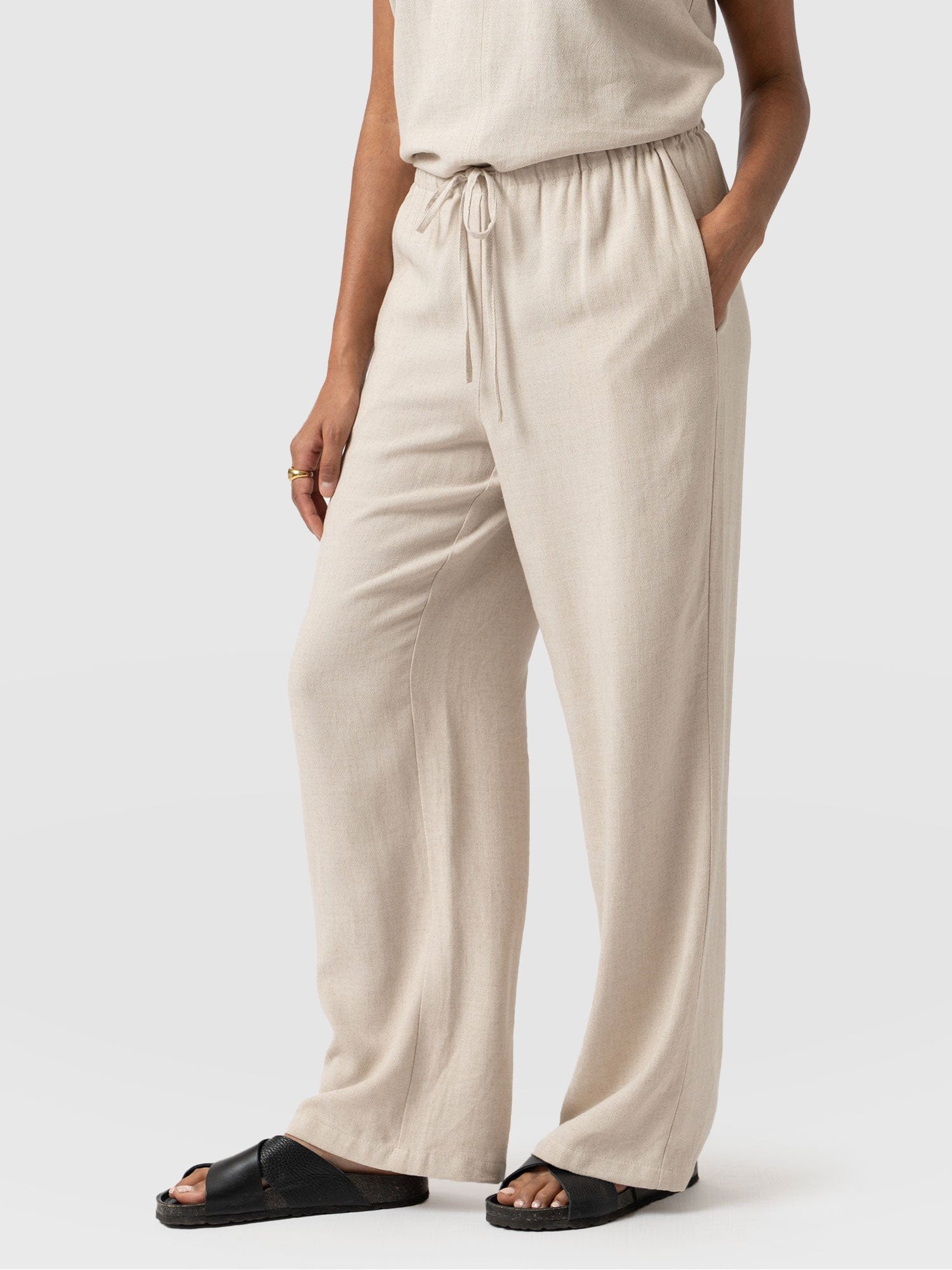 Corinne Linen Pant - Oatmeal - Image 4