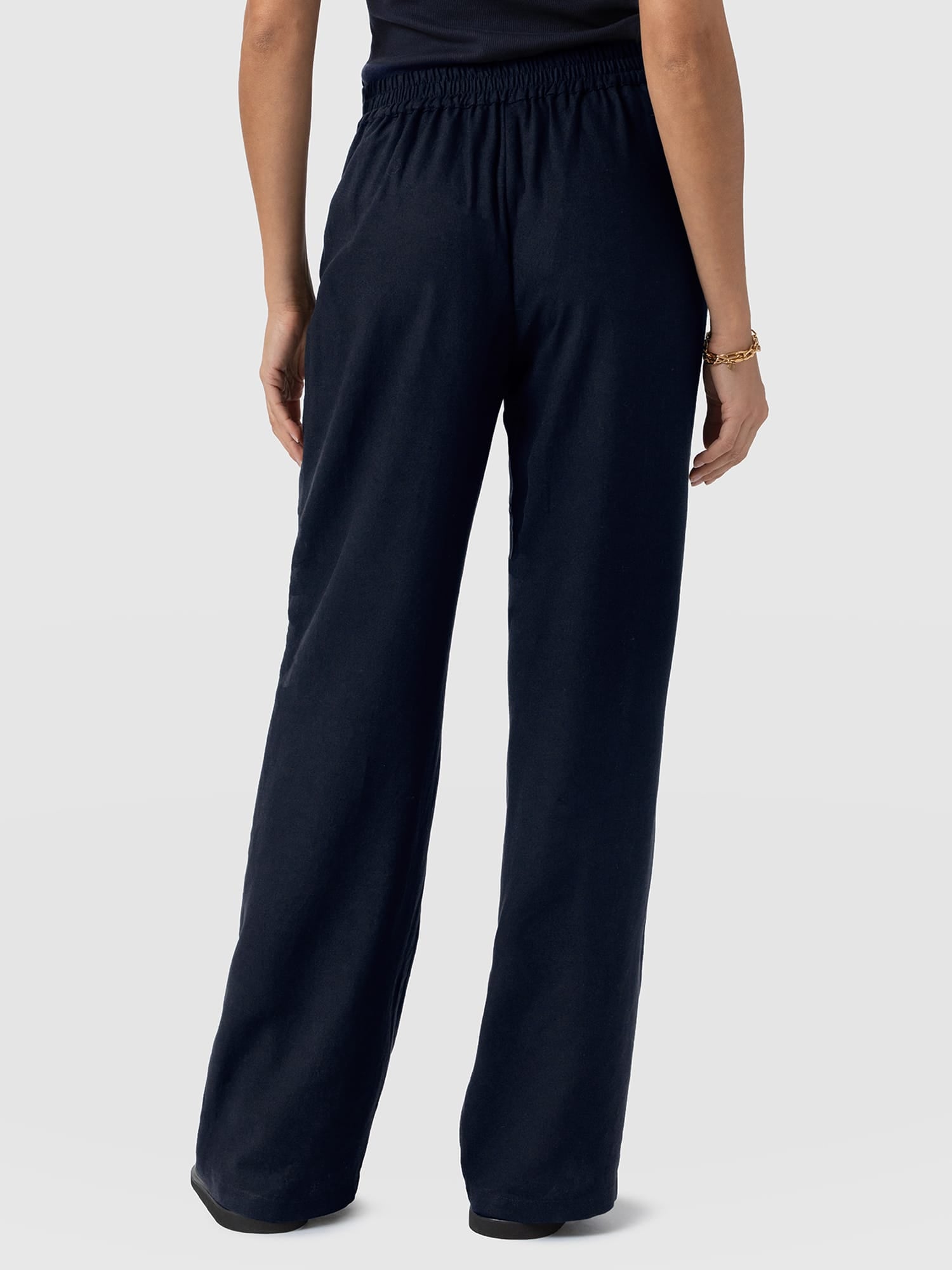 Corinne Wide Leg Linen Pant - Navy - Image 6