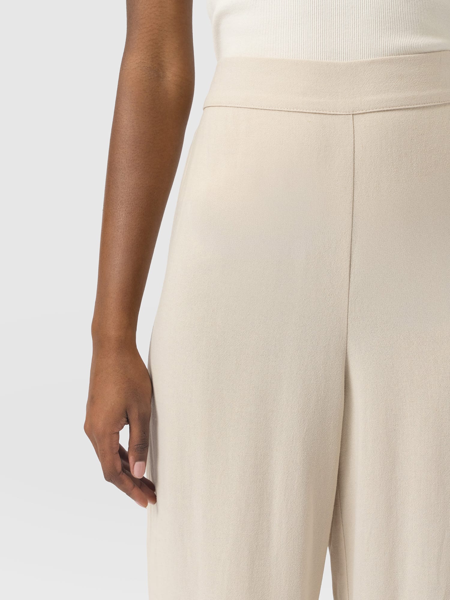 Corinne Wide Leg Linen Pant - Oatmeal - Image 5