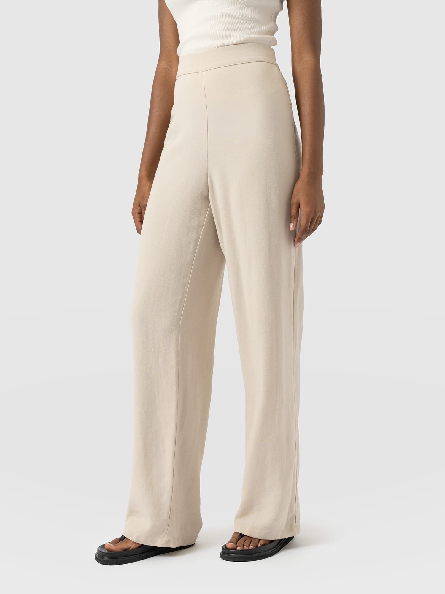Corinne Wide Leg Linen Pant - Oatmeal - Image 4