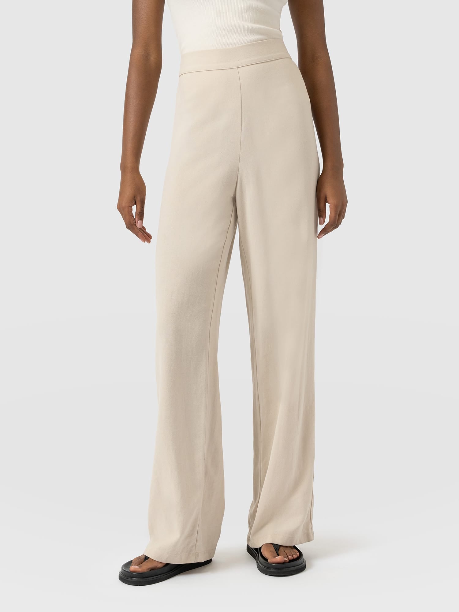 Corinne Wide Leg Linen Pant - Oatmeal - Image 2