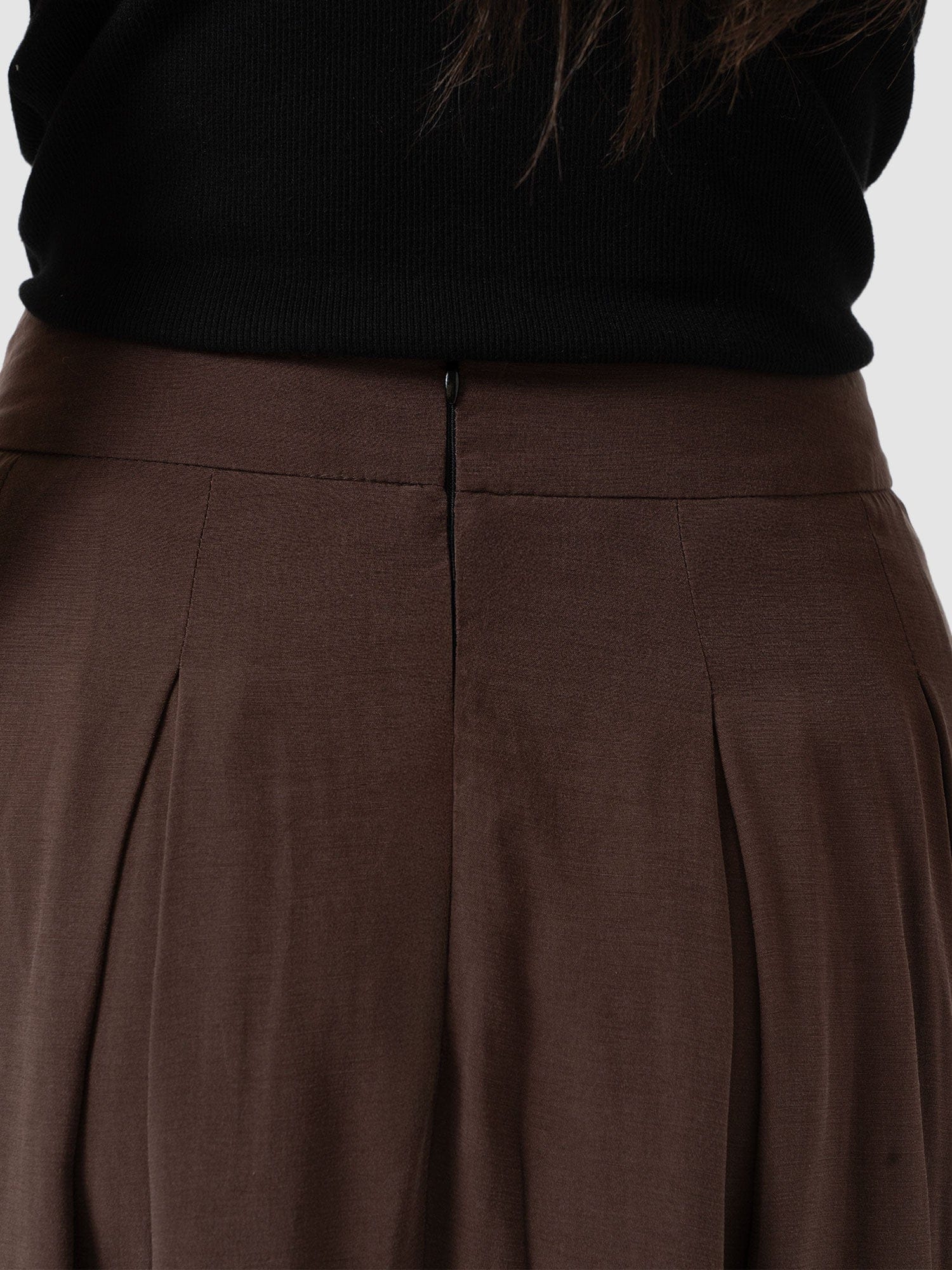 Eliza Pleated Skirt - Brown - Image 5