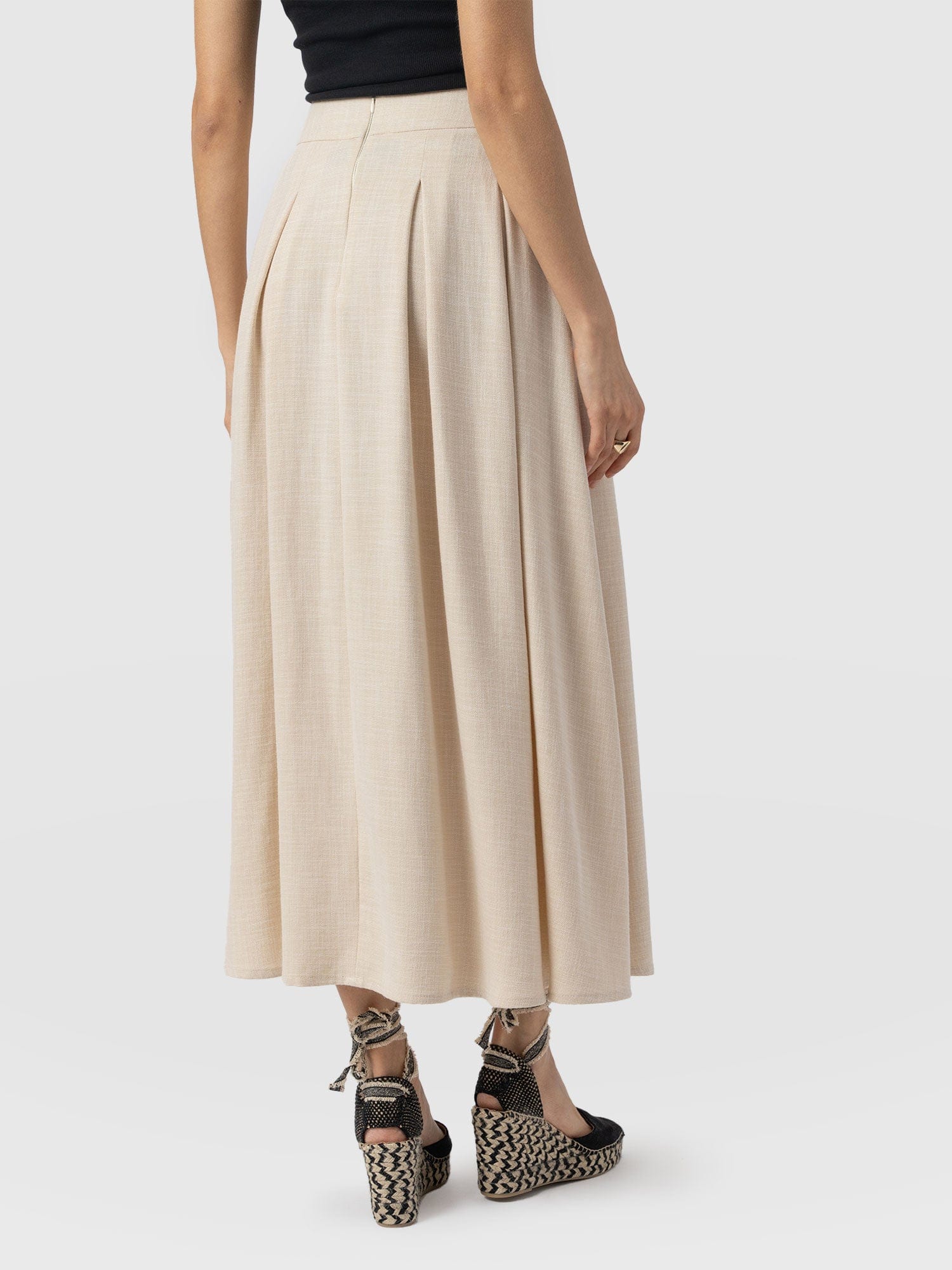 Eliza Pleated Skirt - Cream - Image 6