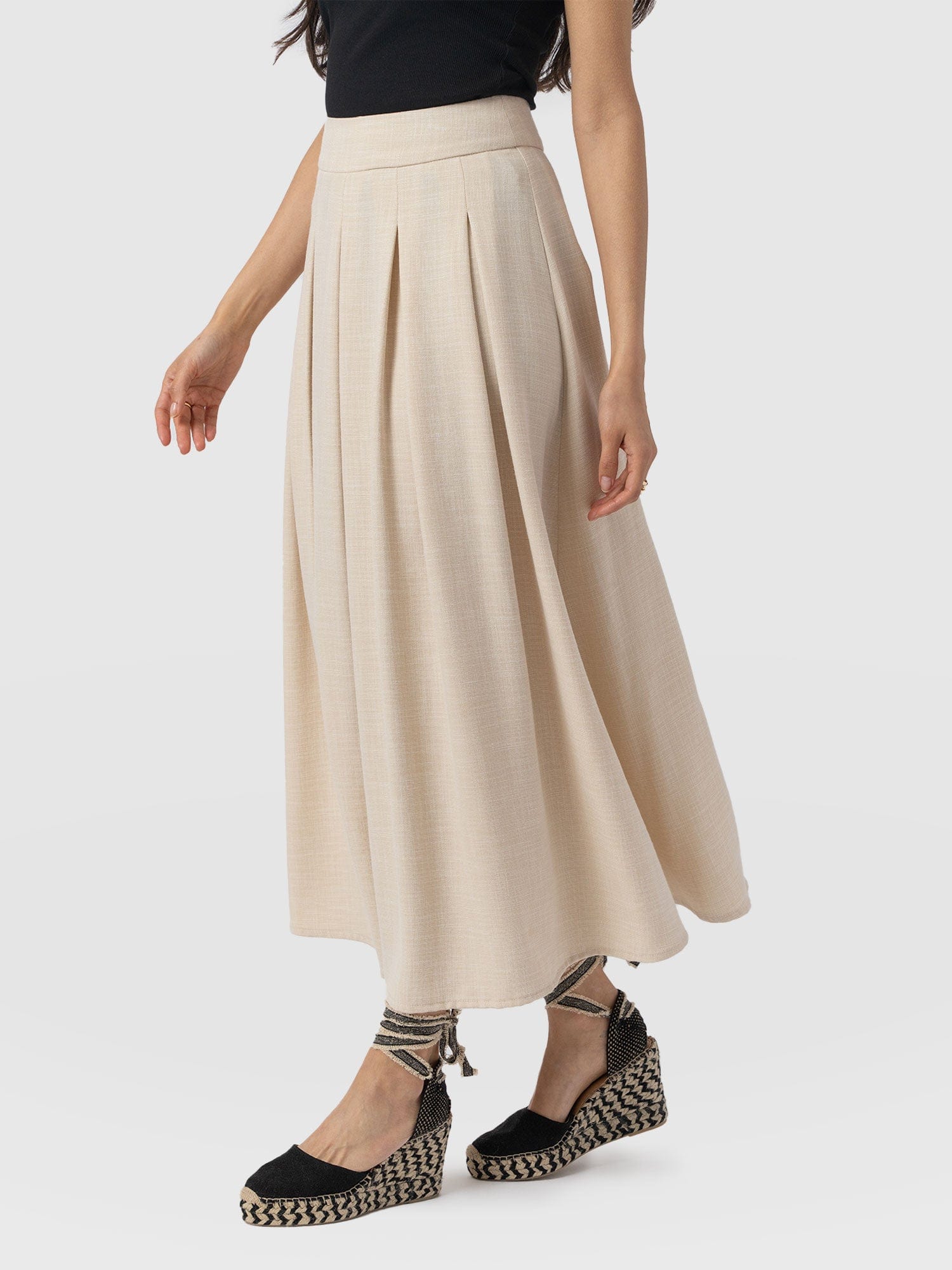 Eliza Pleated Skirt - Cream - Image 5