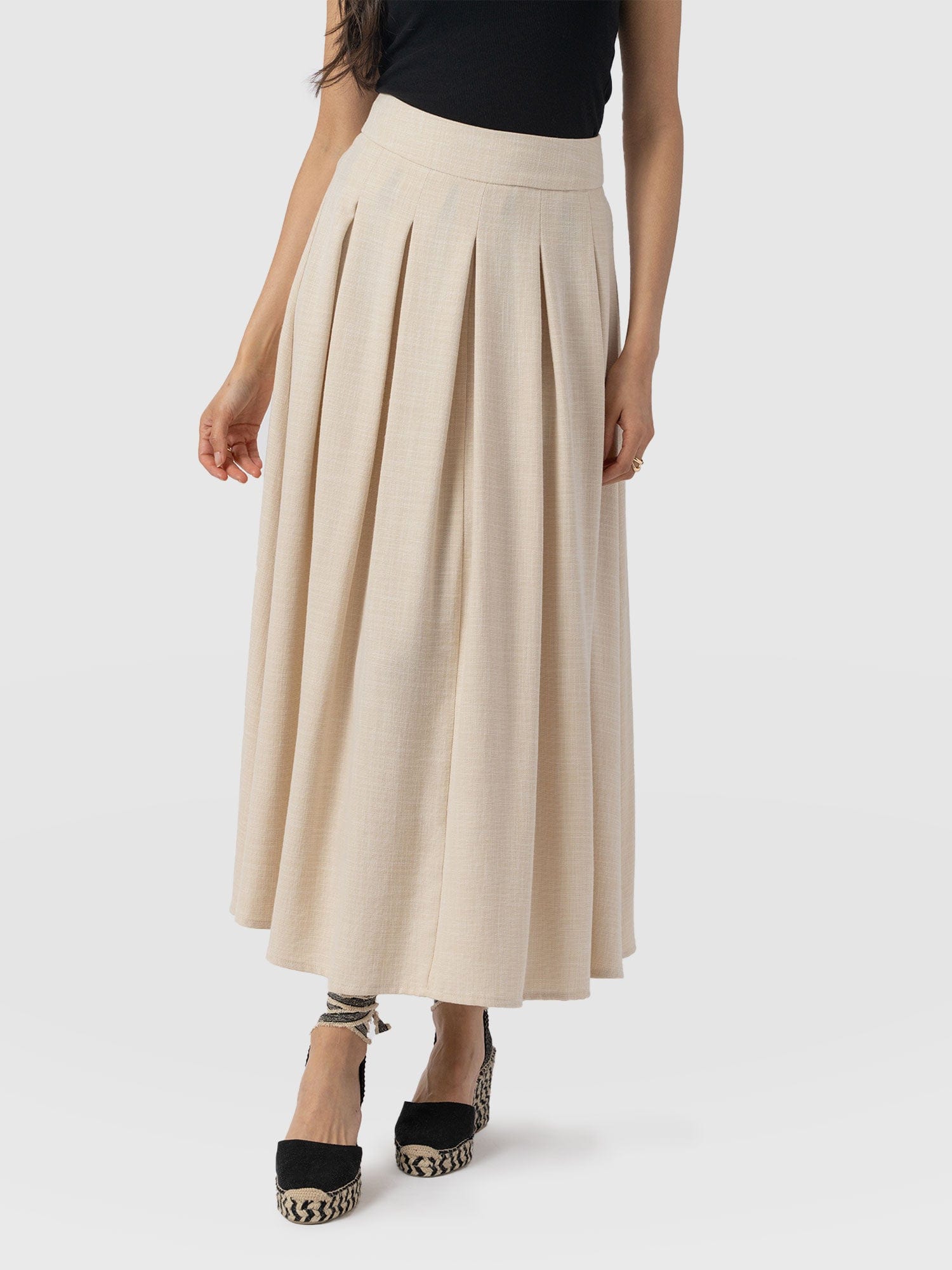 Eliza Pleated Skirt - Cream - Image 4