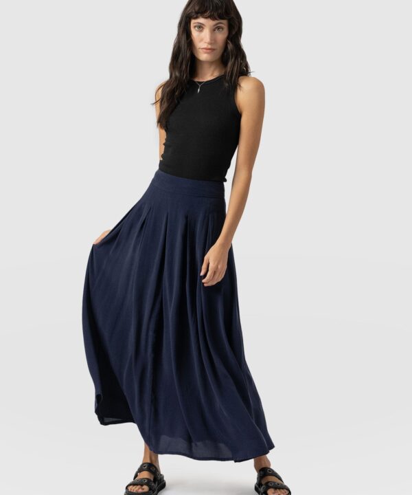 Eliza Pleated Skirt - Navy