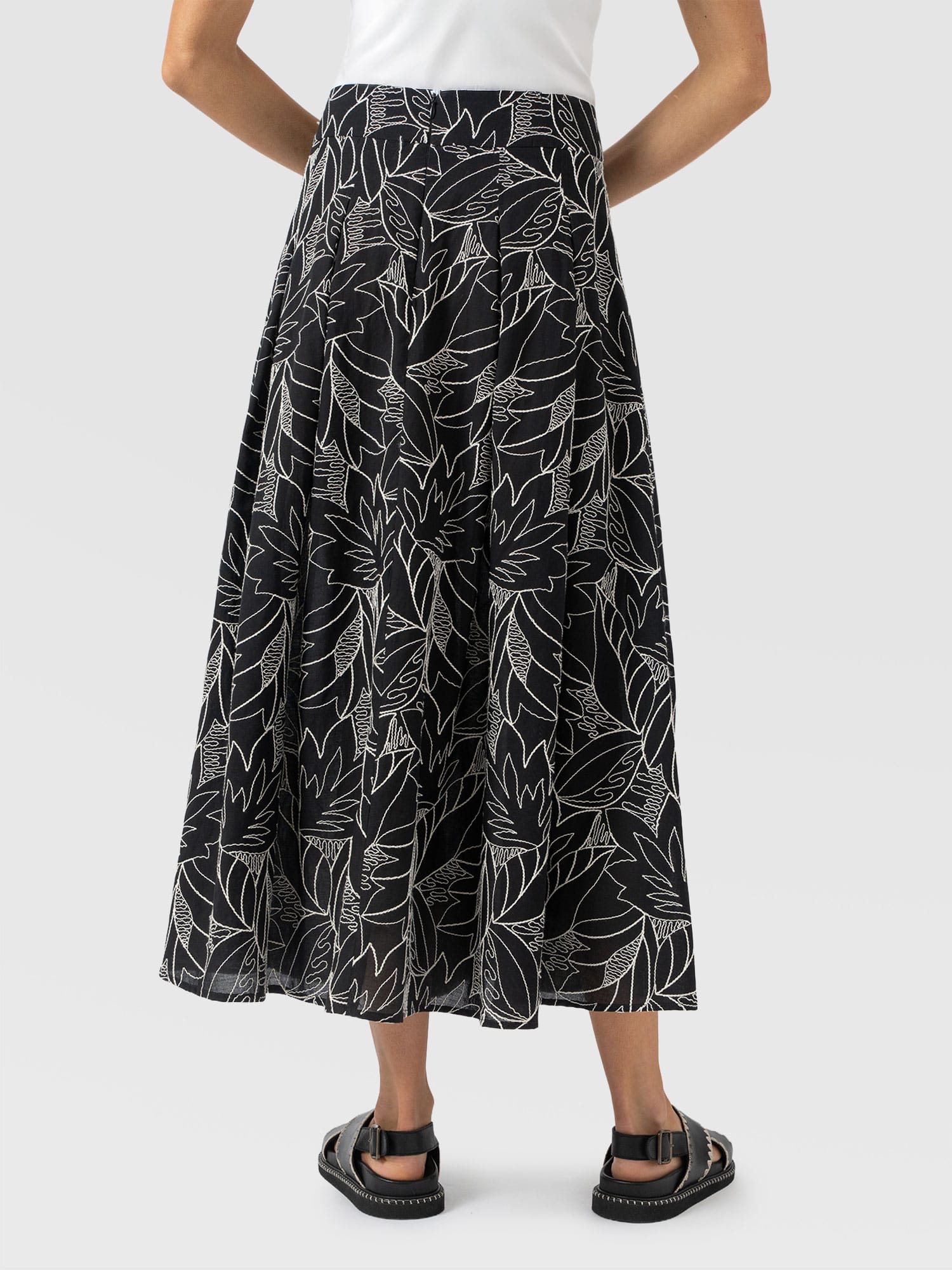 Eliza Pleated Skirt - Black Embroidered - Image 6