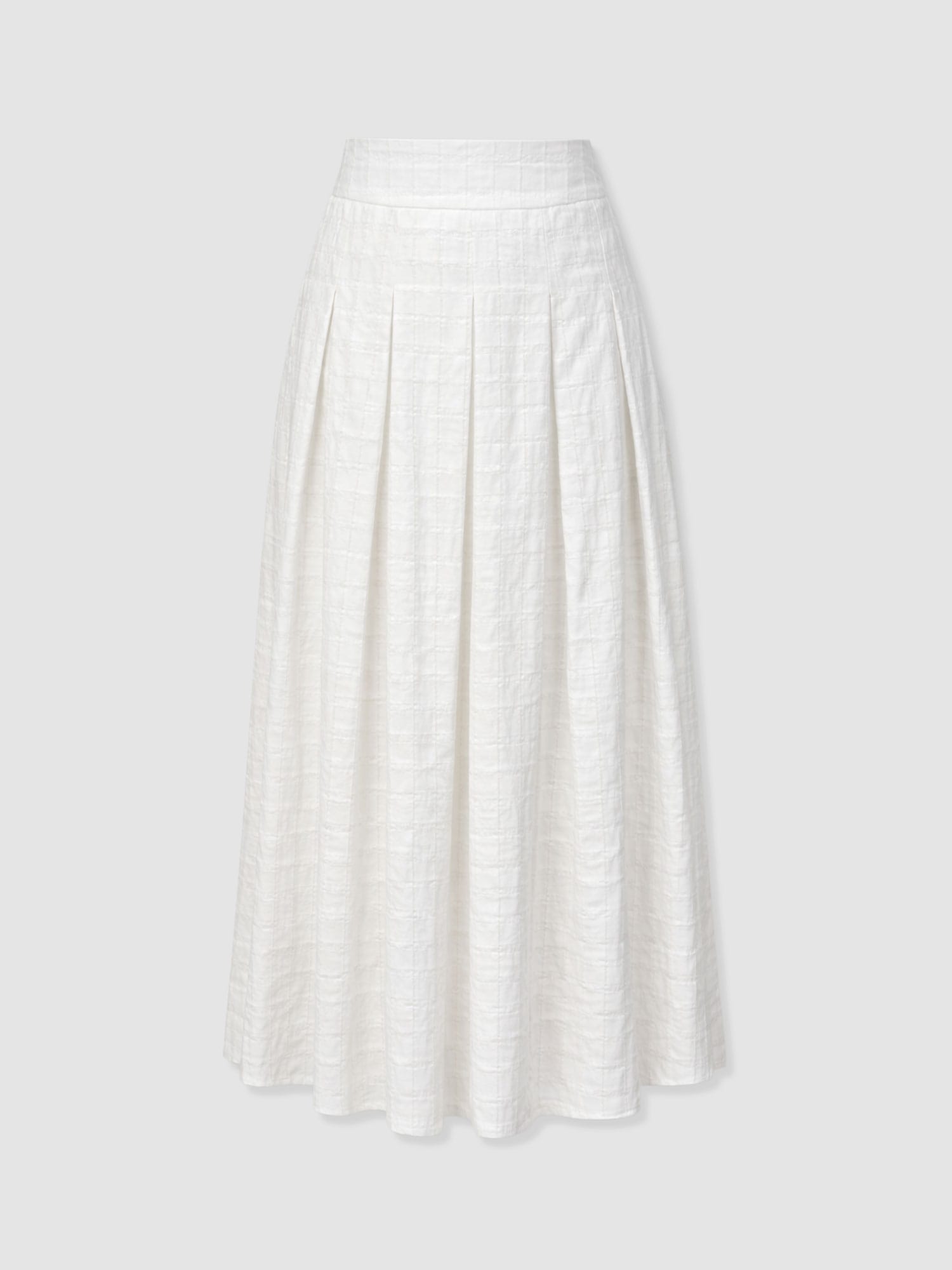 Eliza Pleated Skirt - White Textured - Image 7