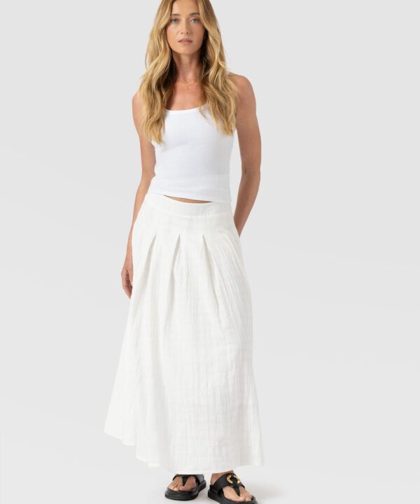 Eliza Pleated Skirt - White Textured