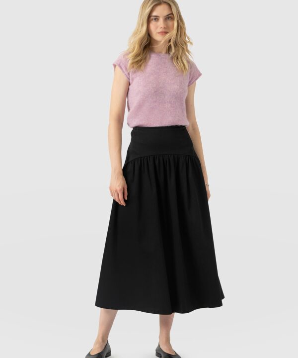 Indie Basque Waist Skirt - Black