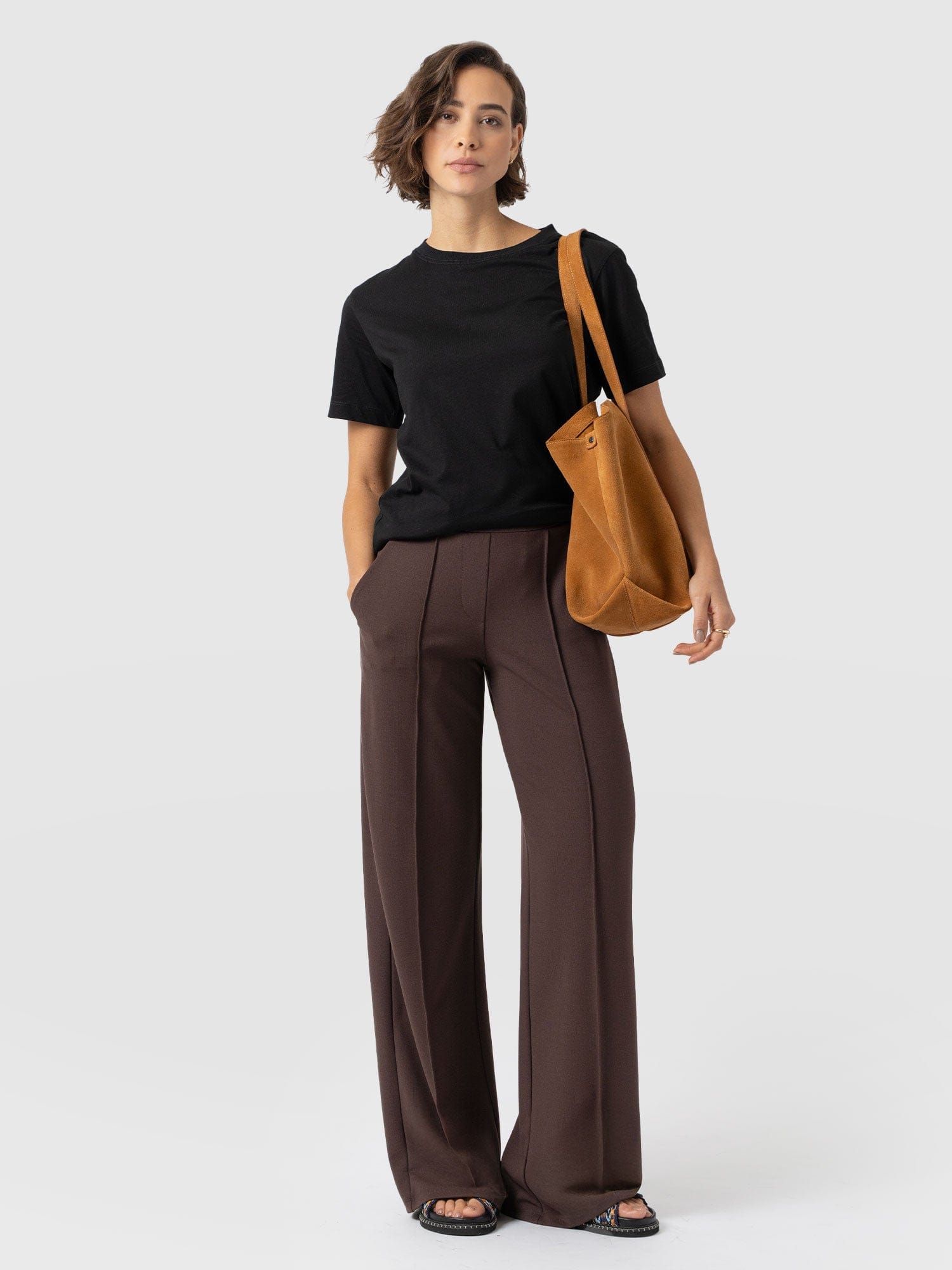 Keller Wide Leg Pant - Brown - Image 3