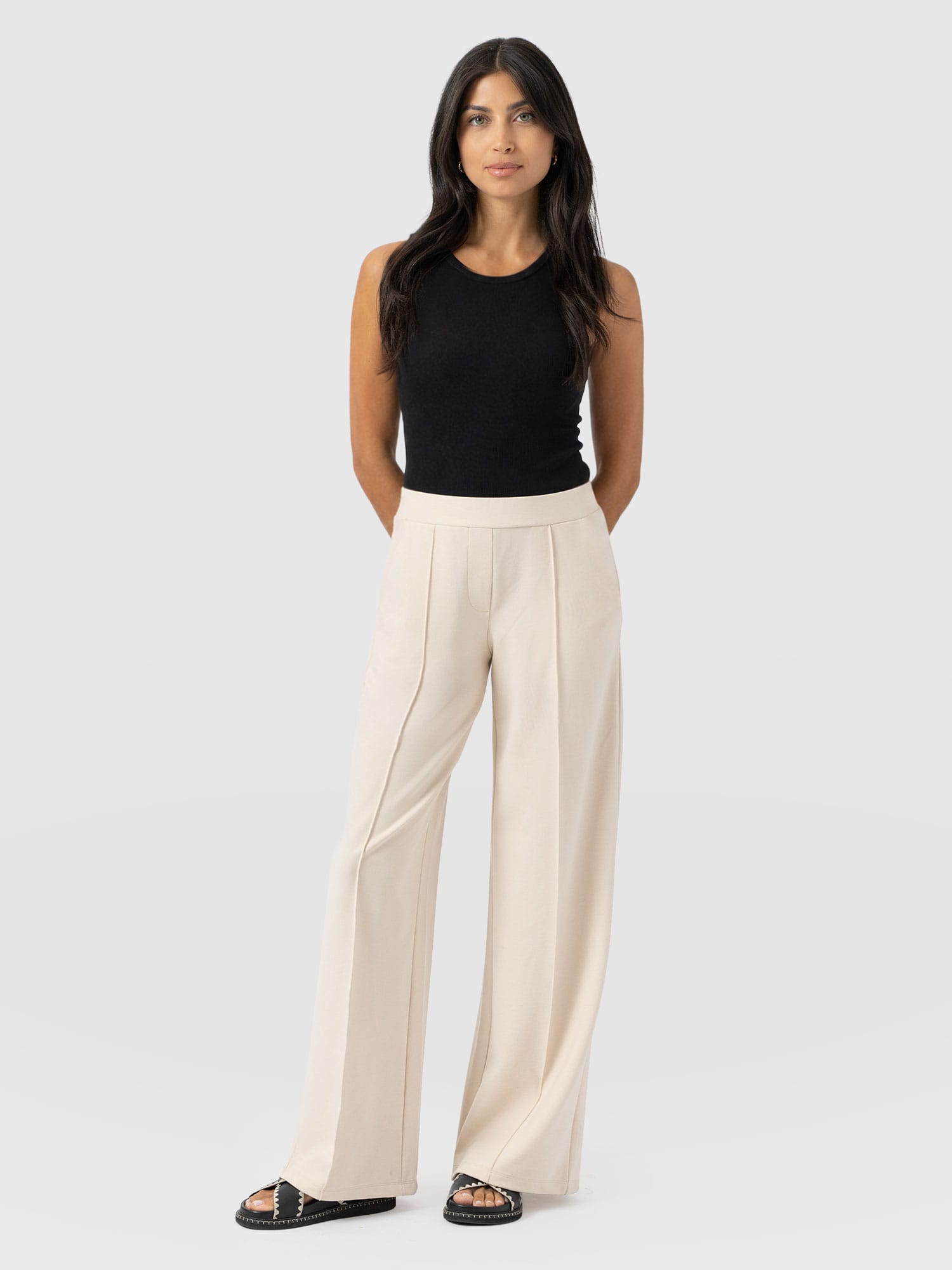 Keller Wide Leg Pant - Cream - Image 3