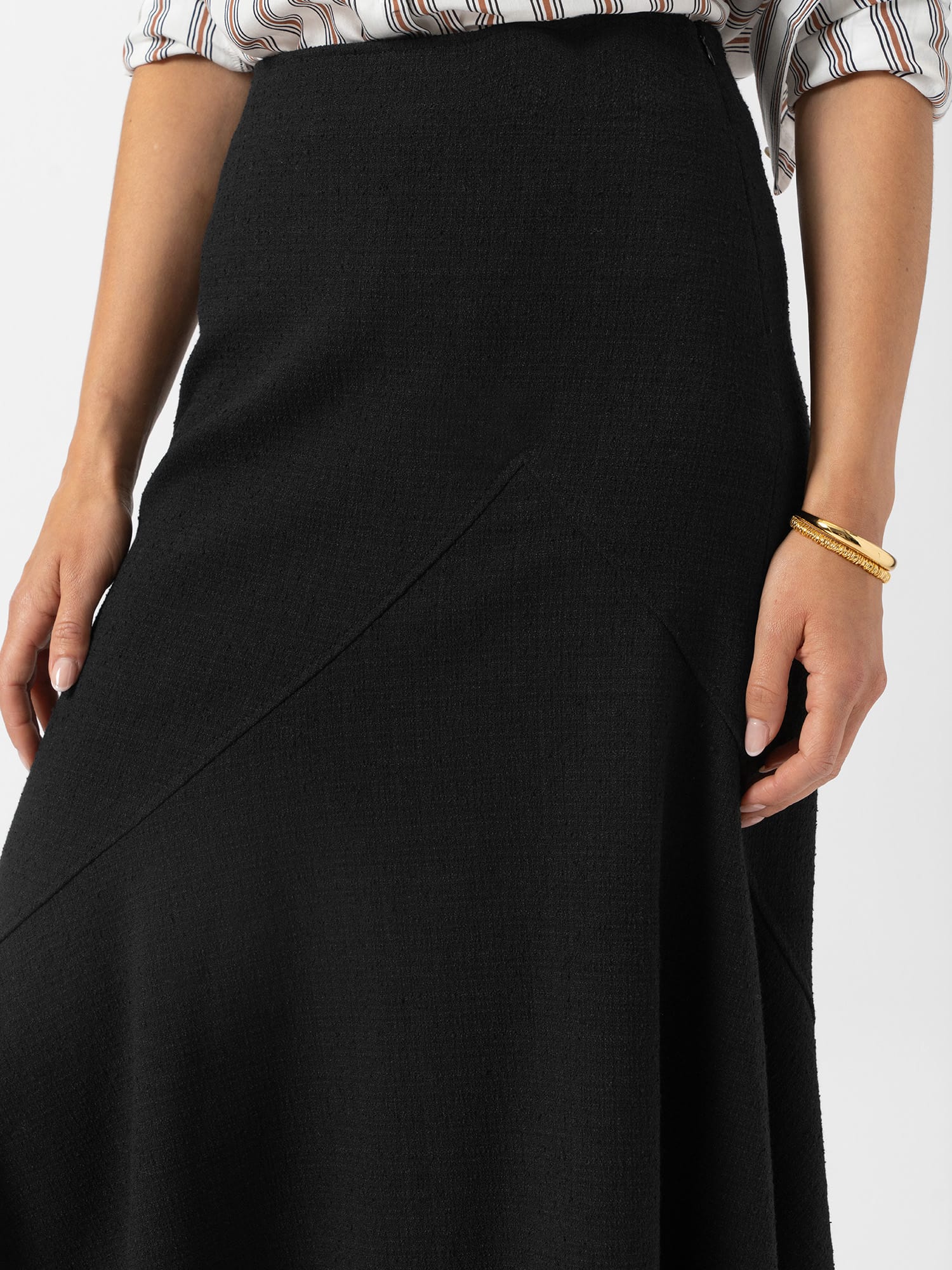 Piper Panelled Skirt - Black Boucle - Image 5