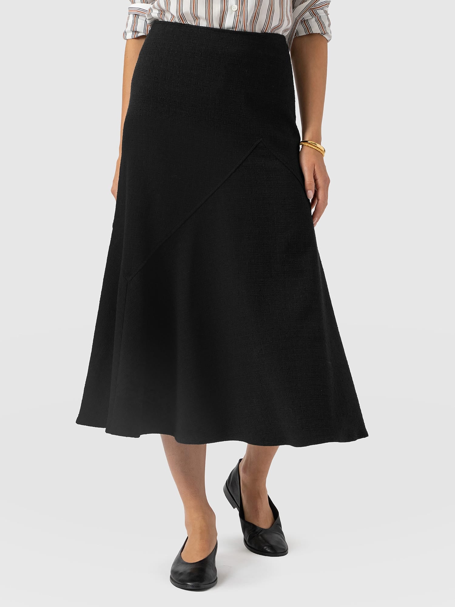 Piper Panelled Skirt - Black Boucle - Image 4