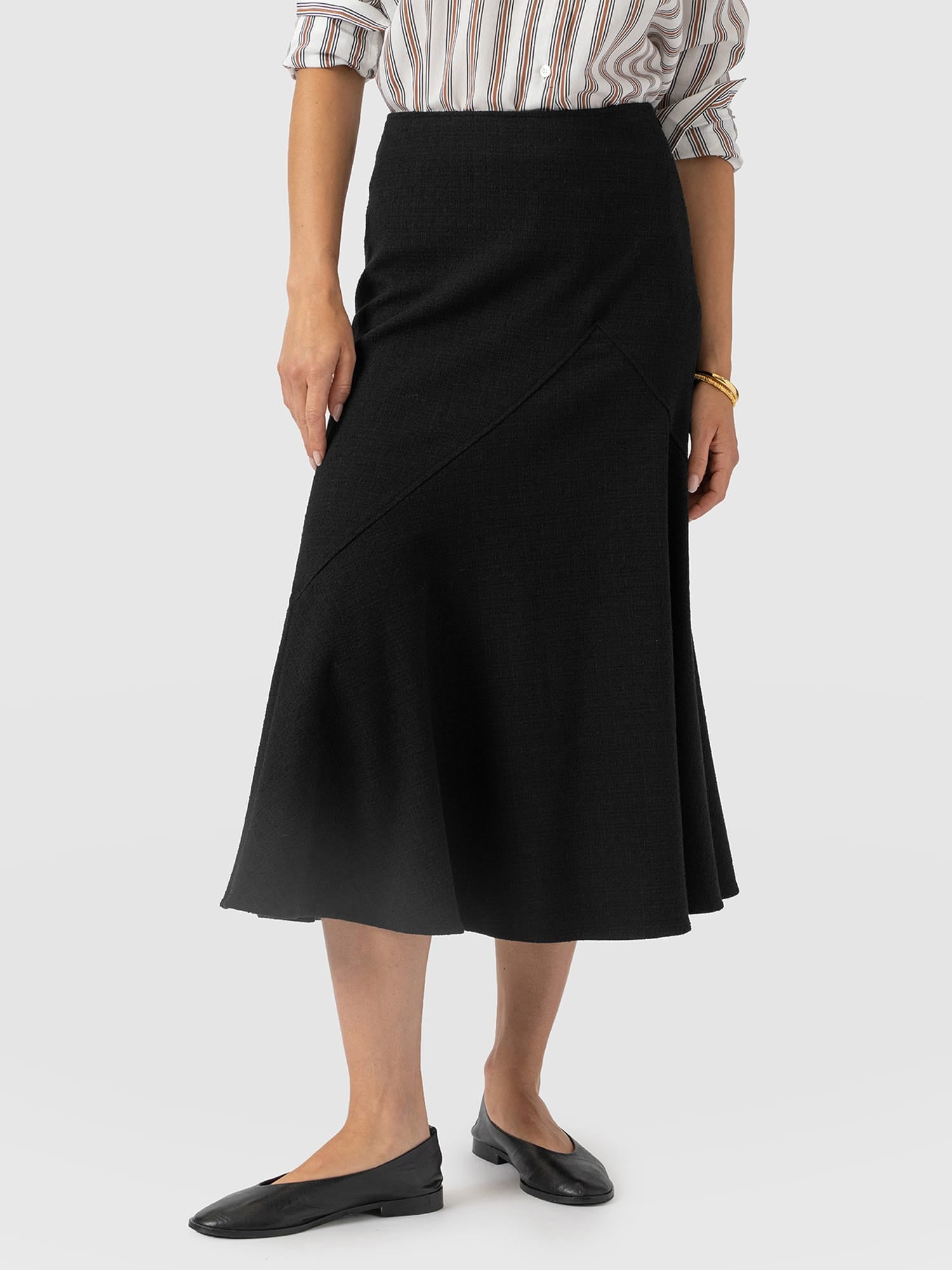 Piper Panelled Skirt - Black Boucle - Image 3