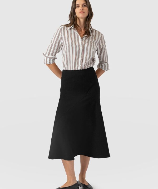 Piper Panelled Skirt  - Black Boucle