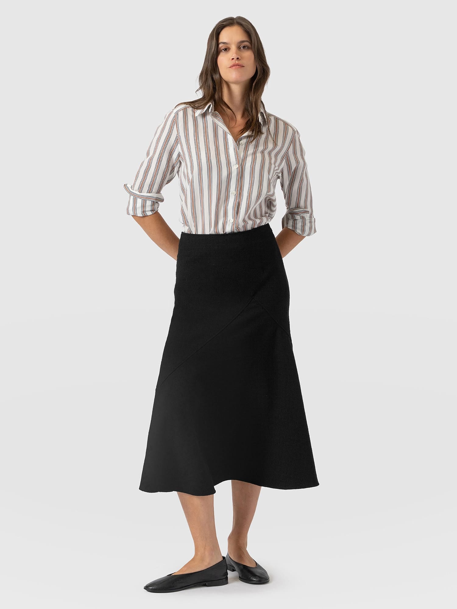 Piper Panelled Skirt - Black Boucle