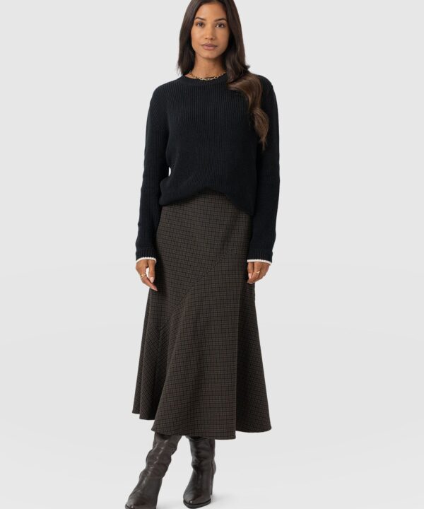 Piper Panelled Skirt - Brown Check