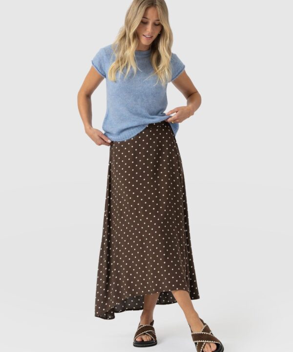 Sutton Skirt - Brown Polka Dot
