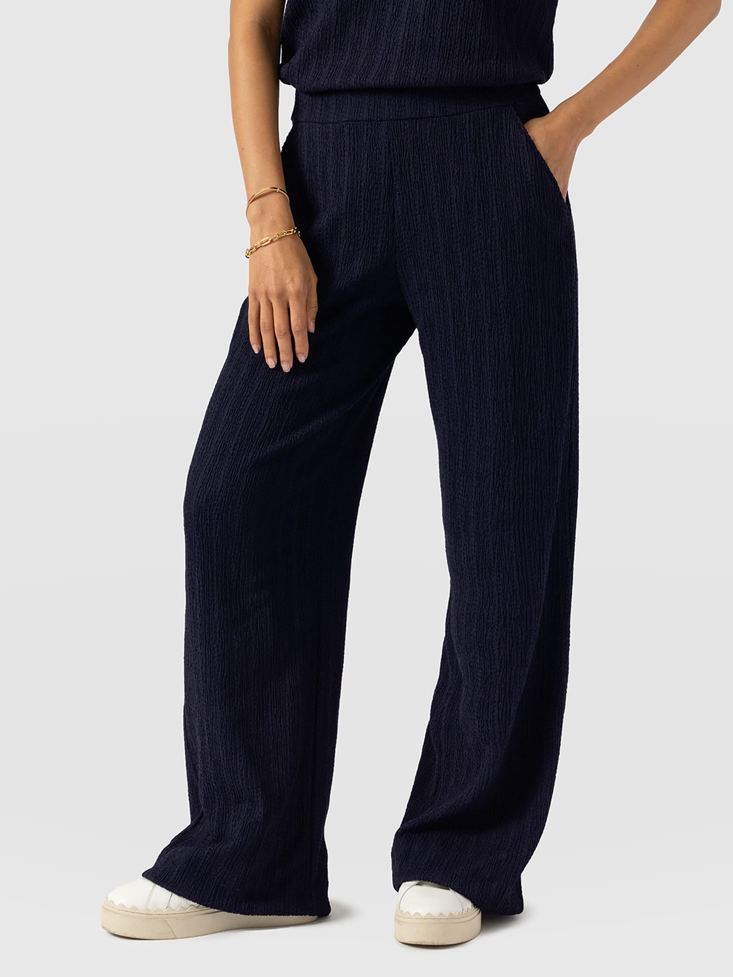 Hoxton Straight Leg Pant - Navy Textured - Image 2