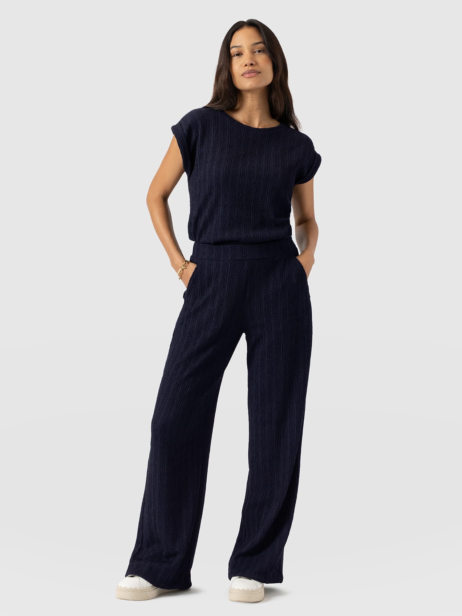 Hoxton Straight Leg Pant - Navy Textured - Image 3