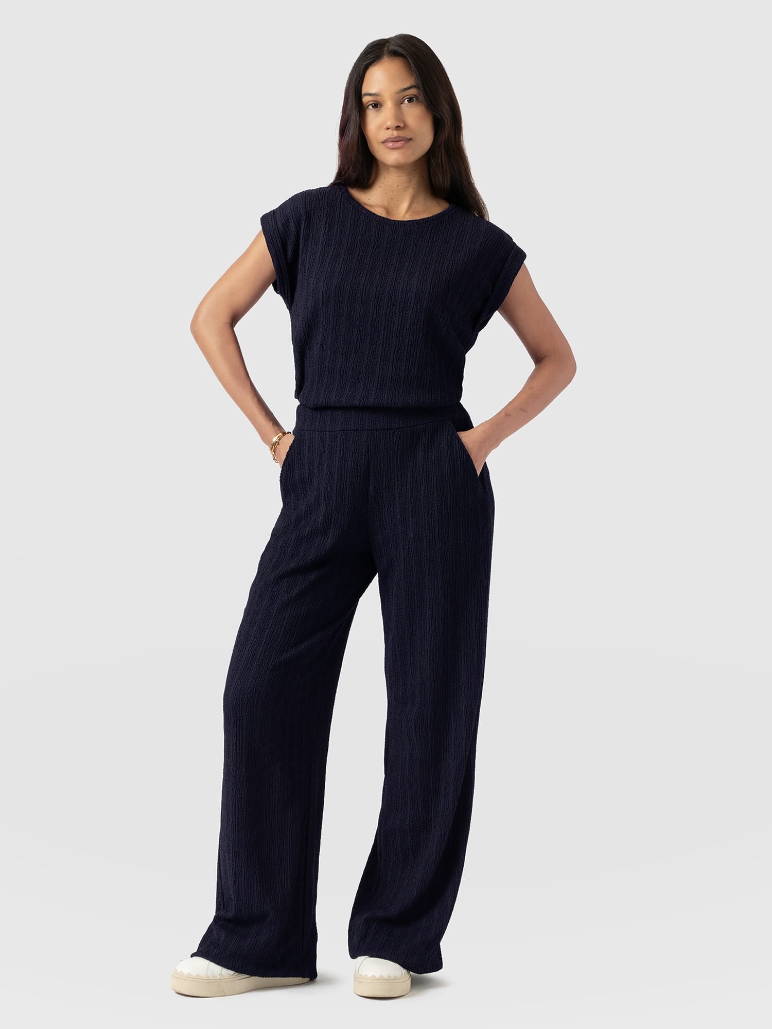 Hoxton Straight Leg Pant - Navy Textured